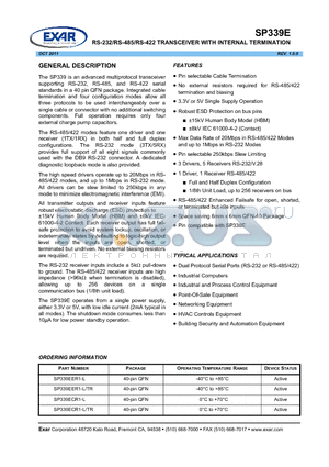 SP339ECR1-LTR datasheet - RS-232/RS-485/RS-422 TRANSCEIVER WITH INTERNAL TERMINATION