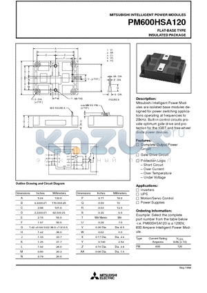 PM600HSA120 datasheet - FLAT-BASE TYPE INSULATED PACKAGE