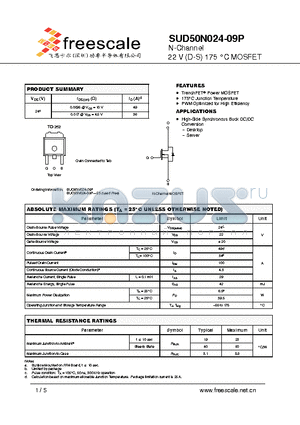 SUD50N024-09P datasheet - N-Channel 22 V (D-S) 175 `C MOSFET