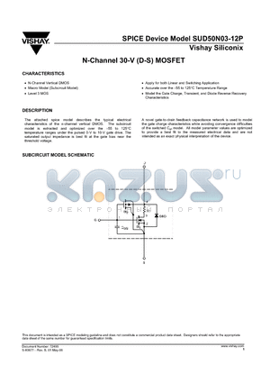 SUD50N03-12P_06 datasheet - N-Channel 30-V (D-S) MOSFET