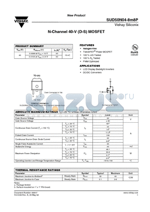 SUD50N04-8M8P datasheet - N-Channel 40-V (D-S) MOSFET
