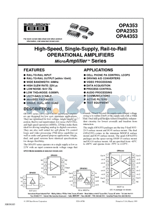 OPA4353UA/2K5G4 datasheet - High-Speed, Single-Supply, Rail-to-Rail OPERATIONAL AMPLIFIERS