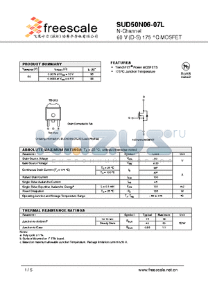 SUD50N06-07L datasheet - N-Channel 60 V (D-S) 175 `C MOSFET