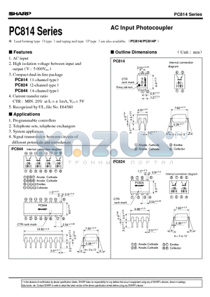 PC824 datasheet - AC Input Photocoupler