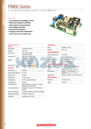 PM66-10A datasheet - 51-65 WATTS SINGLE OUTPUT AC/DC MEDICAL