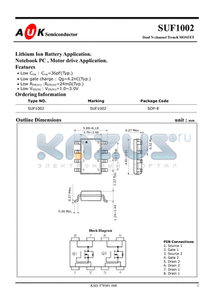 SUF1002 datasheet - Dual N-channel Trench MOSFET