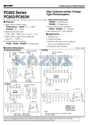 PC852 datasheet - High Collector-emitter Voltage Type Photocouplers