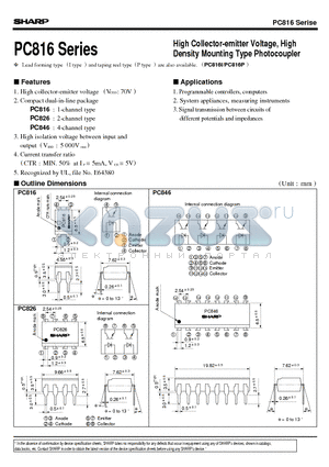 PC861 datasheet - High Collector-emitter Voltage, High Density Mounting Type Photocoupler
