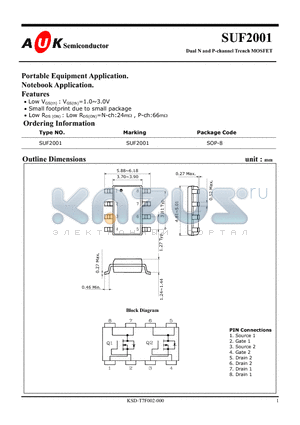 SUF2001 datasheet - Dual N and P-channel Trench MOSFET