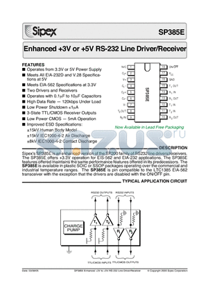 SP385ECA/TR datasheet - Enhanced 3V or 5V RS-232 Line Driver/Receiver