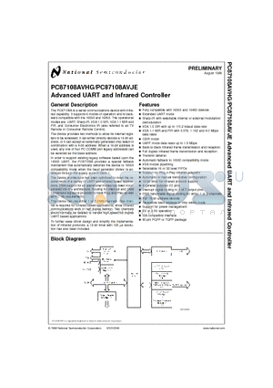 PC87108AVJE datasheet - Advanced UART and Infrared Controller