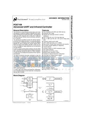 PC87108VHG datasheet - Advanced UART and Infrared Controller