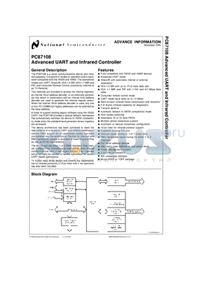 PC87108VJE datasheet - Advanced UART and Infrared Controller