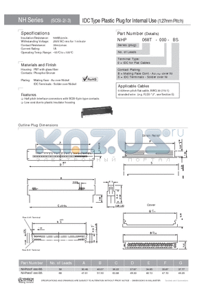 NHP050T-000-BS datasheet - IDC Type Plastic Plug for Internal Use (1.27mm Pitch)