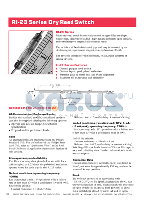 RI-23B datasheet - Dry Reed Switch