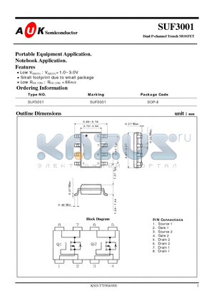 SUF3001 datasheet - Dual P-channel Trench MOSFET