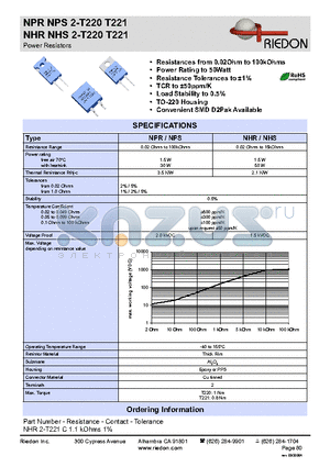 NHS2-T220 datasheet - Power Resistors