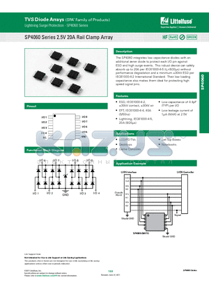 SP4060 datasheet - SP4060 Series 2.5V 20A Rail Clamp Array