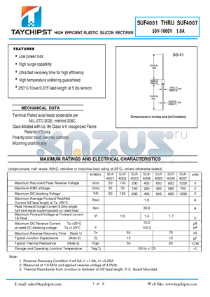 SUF4003 datasheet - HIGH EFFICIENT PLASTIC SILICON RECTIFIER