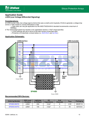 SP4060-08ATG datasheet - LVDS is a low noise, low-voltage signal scheme that uses a small current (typically 3.5mA) to generate a voltage drop across a 100Y resistor to convey information or data