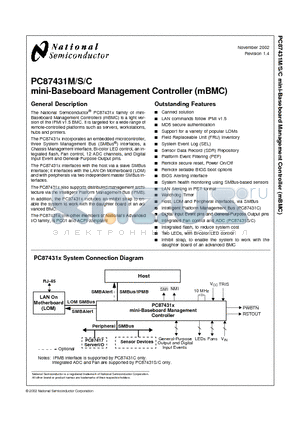PC87431S datasheet - mini-Baseboard Management Controller (mBMC)
