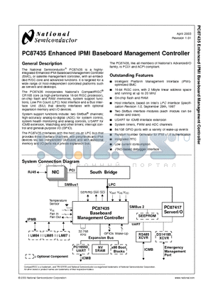 PC87435 datasheet - PC87435 Enhanced IPMI Baseboard Management Controller