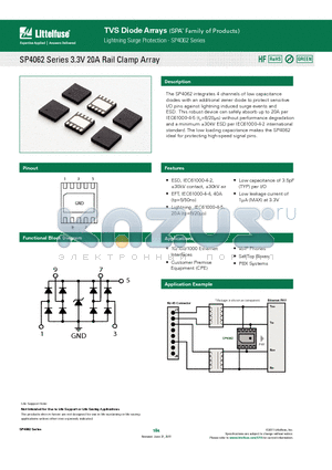 SP4062 datasheet - SP4062 Series 3.3V 20A Rail Clamp Array