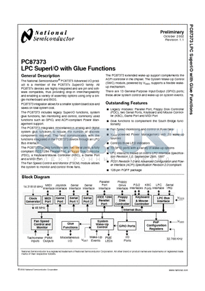 PC87373 datasheet - LPC SuperI/O with Glue Functions
