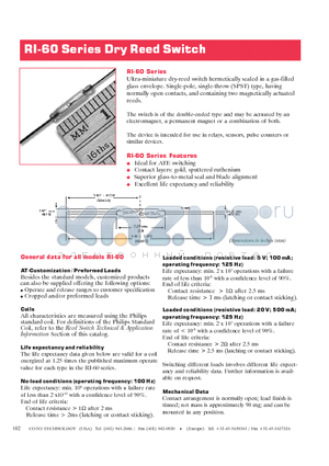 RI-60 datasheet - Dry Reed Switch