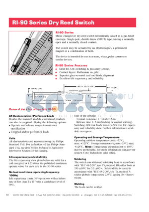 RI-90 datasheet - Dry Reed Switch