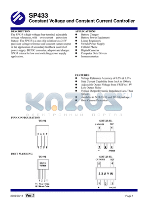 SP433BS25RGB datasheet - Constant Voltage and Constant Current Controller