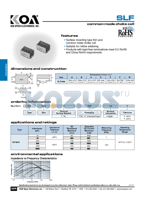 SLF0905 datasheet - common mode choke coil