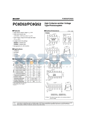 PC8D52 datasheet - High Collector-emitter Voltage Type Photocouplers