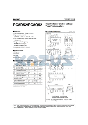 PC8Q52 datasheet - High Collector-emitter Voltage Type Photocouplers