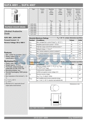 SUFA4007 datasheet - Ultrafast Avalanche Diode