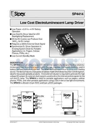 SP4414EU datasheet - Low Cost Electroluminescent Lamp Driver