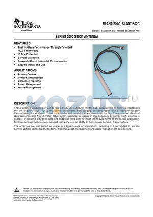 RI-ANT-S02C datasheet - SERIES 2000 STICK ANTENNA