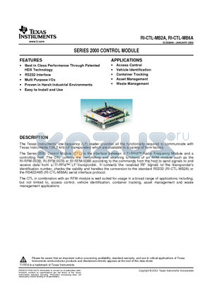 RI-CTL-MB2A datasheet - SERIES 2000 CONTROL MODULE
