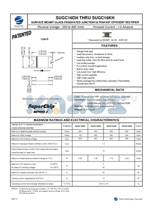 SUGC10KH datasheet - SURFACE MOUNT GLASS PASSIVATED JUNCTION ULTRAFAST EFFICIENT RECTIFIER