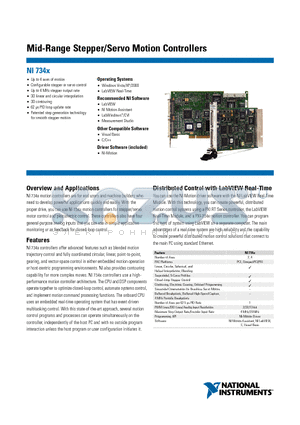 NI734X datasheet - Mid-Range Stepper/Servo Motion Controllers