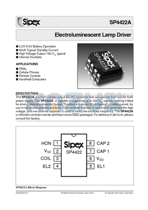 SP4422ACN datasheet - Electroluminescent Lamp Driver