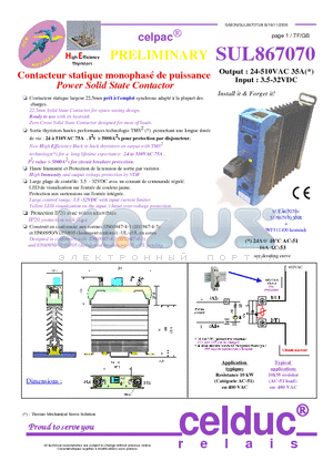SUL867070 datasheet - Power Solid State Contactor