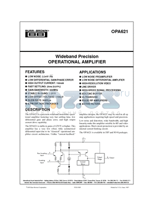 OPA621 datasheet - Wideband Precision OPERATIONAL AMPLIFIER