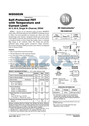 NID5003N_06 datasheet - Self−Protected FET with Temperature and Current Limit