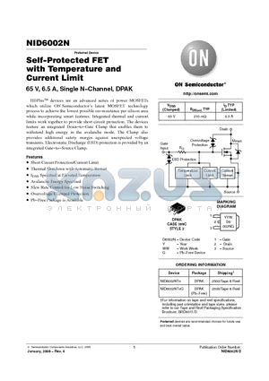 NID6002NT4G datasheet - Self−Protected FET with Temperature and Current Limit