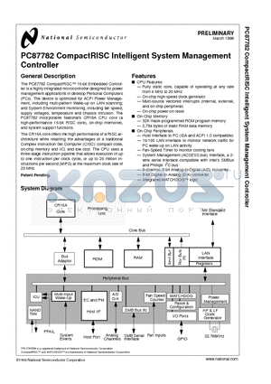 PC87782VUL datasheet - CompactRISC Intelligent System Management Controller