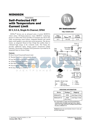 NID6002NT4 datasheet - Self−Protected FET with Temperature and Current Limit