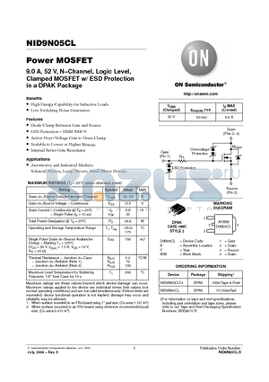 NID9N05CLT4 datasheet - Power MOSFET