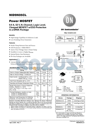 NID9N05CLT4G datasheet - Power MOSFET