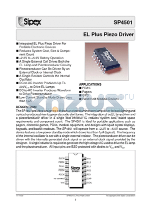 SP4501EN datasheet - EL Plus Piezo Driver
